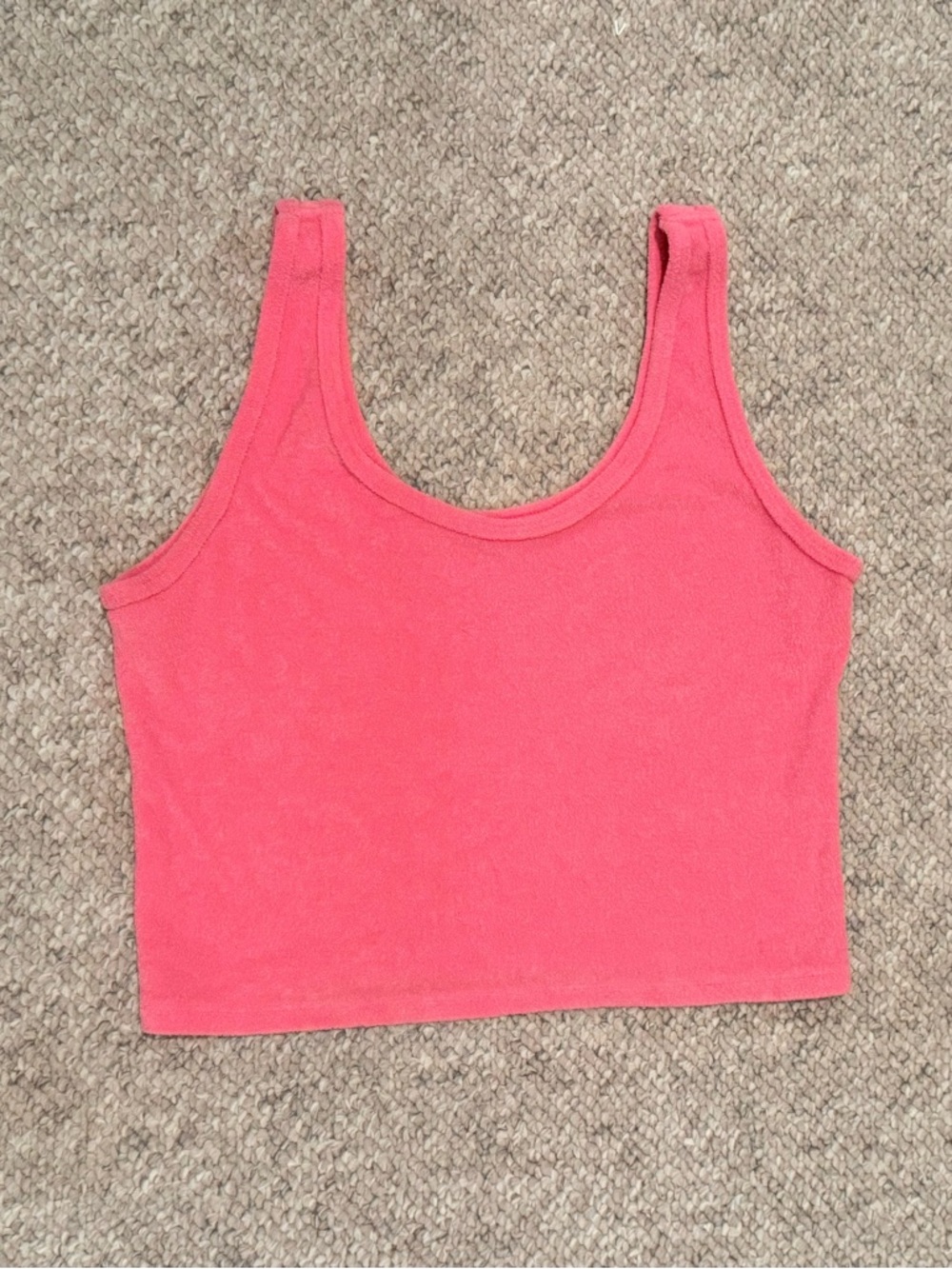 Hollister Coral Pink Sleeveless Crop Tank Terry Cloth